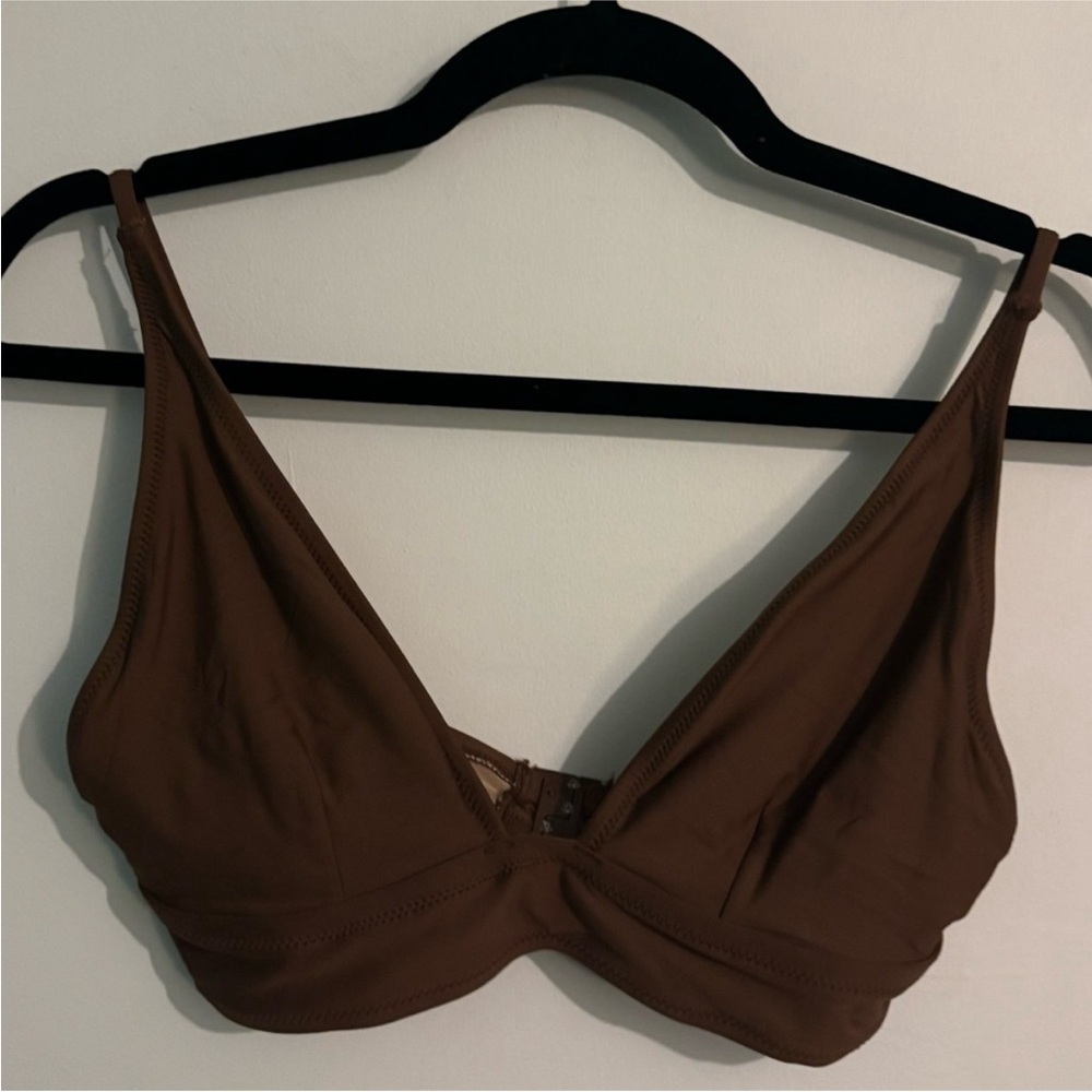 J. Crew Womens Brown Bikini Top  Adjustable Straps Sz Small Buckle Back Closure